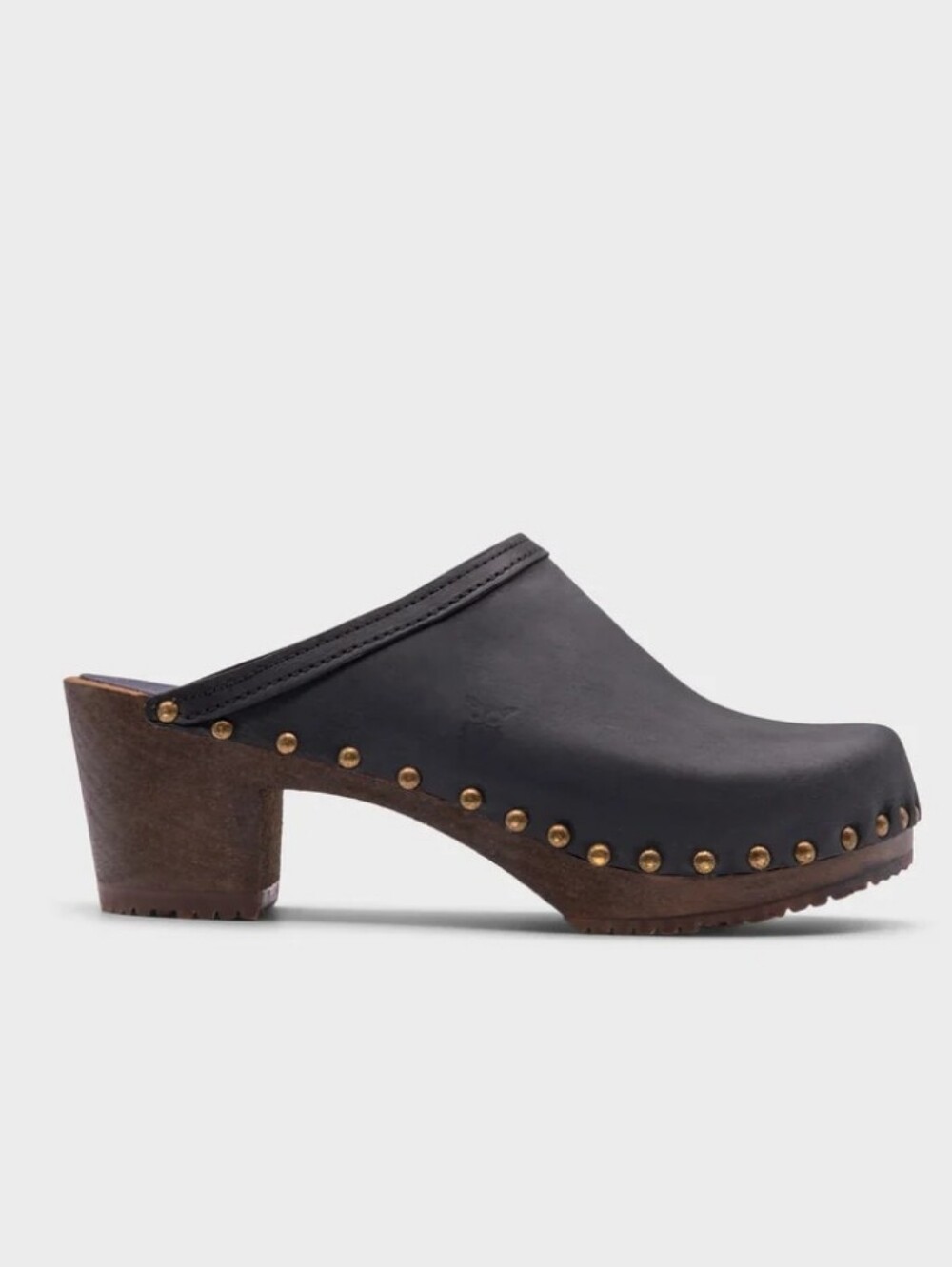 Sandgrens Rome Studded Clog Mule - Black Nubuck Leather - Size 38
